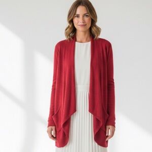 NEW Eileen Fisher cascade linen cardigan Dark Pink radish Cardigan Sweater XL